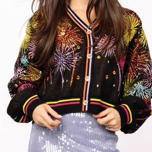Queen of Sparkles Fireworks cardigan